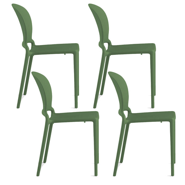 Lot de 4 Chaises Empilables 83x48x55 cm en Polypropylène et Fibre de Verre Jasmin Vert Bouteille sconto