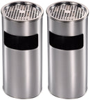 Set 2 Cestini Gettacarte Posacenere Ø24 cm in Acciaio per Interno Esterno