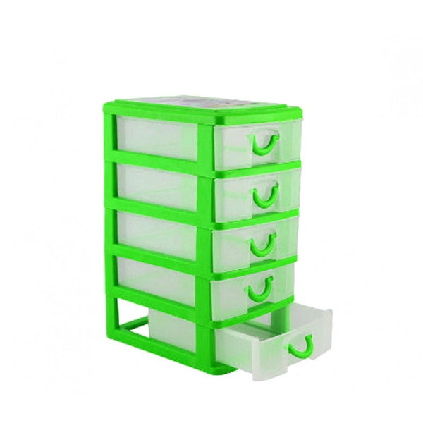 Mini Commode 5 Etagères 9x13x18,5 cm en Plastique rigide coloris Vert acquista