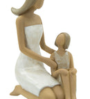 Donna Wood con Bambina 10x5,5x11,5 cm in Poliresina