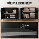 Credenza Stile Industriale 80x40x80 cm a 2 Ante con Ripiano Regolabile in Metallo Nero      