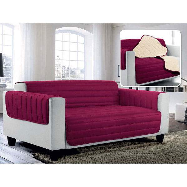 Housse de canapé matelassée en Microfibre Double Face Bordeaux/Crème sconto