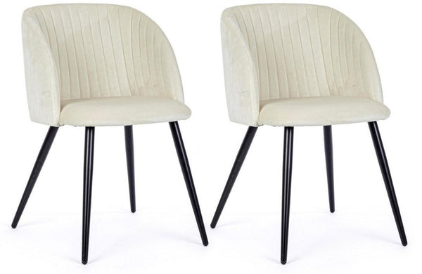 Lot de 2 Chaises 53x57x81,5 cm en Polyester Effet Velours Blanc online