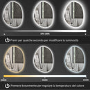 Specchio da Bagno 80x5x60 cm Illuminato a LED 3 Tonalità in Vetro Temperato Argento  