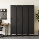 Armadio in Metallo 35x46x183 cm con Ripiani Regolabili Nero      