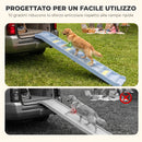 Rampa Pieghevole per Cani per Auto e Letti Alti a 10 Gradini 154x40x7,5 cm con Strisce e Tappetini Antiscivolo in PP e TPR Grigio      