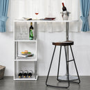 Tavolo Alto da Bar 113x40x105 cm con Mensole e Portabottiglie  Bianco