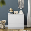Cassettiera 3 Cassetti Moderna senza Maniglie per Camera e Soggiorno 80x39x73 cm Laccato Bianco      