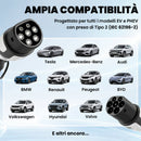 Cavo Ricarica EV Tipo 2 22 kW 32 A Modalità 3 Trifase 5 m in TPU      