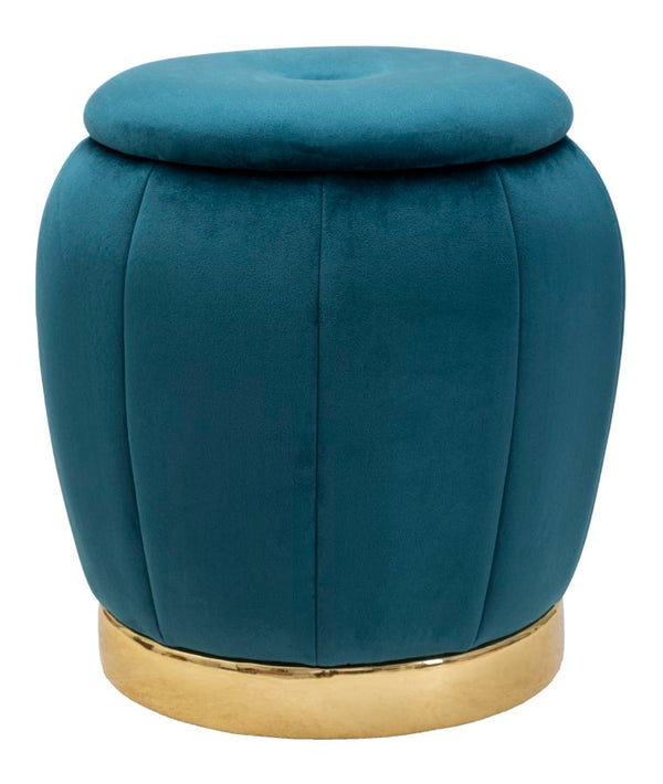 online Pouf Contenitore Paris Oro Ø 43x43 cm in Legno e Poliestere Ottanio