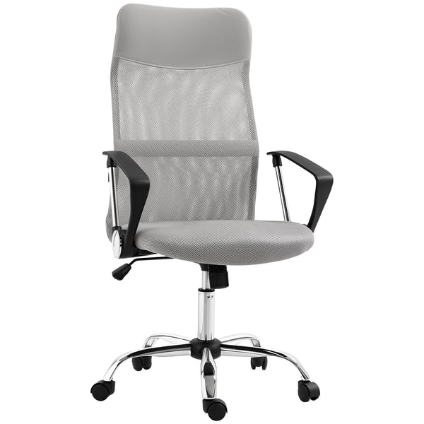acquista Sedia Ergonomica da Ufficio Girevole 63x65x109-119 cm con Schienale a Rete Grigio Chiaro