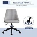 Sedia Operativa da Ufficio 50x58x77-85 cm in Tessuto Effetto Velluto Grigia