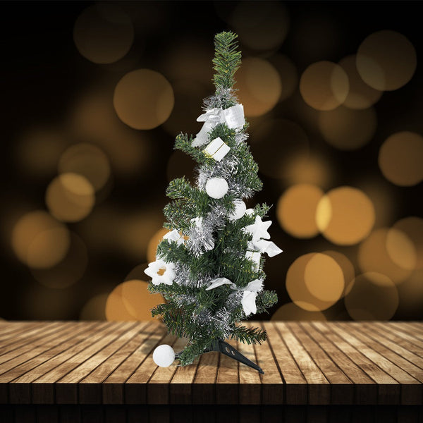 Sapin de Noël de table vert et gris 60H cm avec décorations sur branches acquista
