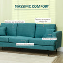Divano 3 Posti 229x88x88 cm in Tessuto Verde