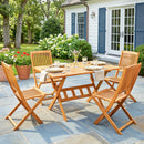 Set 5 Pezzi da Pranzo per Giardino Tavolo e 4 Sedie Pieghevoli in Legno di Acacia Naturale      