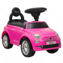 Macchina Cavalcabile per Bambini 12-36 Mesi Licenza Fiat 61x28x38,3 cm con Musica Clacson e Vano Sottosedile in PP Rosa      
