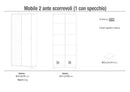 Armadio 2 Ante Scorrevoli con Specchio 82x190x41 cm Bianco Fiammato