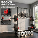 Rack Squat 500 kg 105x157x205 cm con Barra Trazioni e Supporto Bilanciere Regolabile in Acciaio      
