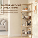 Scaffale Angolare a 5 Ripiani 41,5x21,5x114 cm in Bambù Color Legno      