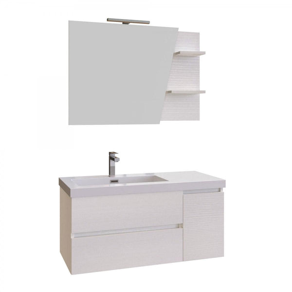 Meuble de Salle de Bain Suspendu 100 cm Bonussi Pegaso Blanc Lavabo et Miroir acquista