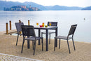 Sedia Impilabile da Giardino 48x57x87 cm in Alluminio Antracite e Textilene Elba Nero