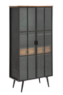Mobile Iron School Porta Bottiglie 81x42x162,5 cm in Ferro e Legno di Abete Nero e Marrone