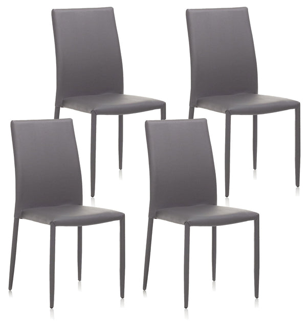 sconto Lot de 4 Chaises 43,5x46,5x90,5 cm en Simili Cuir Gris