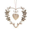 Set 4 Cuore Metallo con Glitter 12 cm Oro