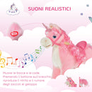 Cavallo a Dondolo Unicorno per Bambini in Legno e Peluche Unicorno Rosa