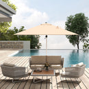 Ombrellone a Braccio Inclinabile 295x295x260 cm con Base a Croce Cachi   