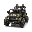 Macchina Elettrica per Bambini Fuoristrada Toyota Fj Cruiser 12V Telecomando Ruote in Gomma e Sedile in Pelle Verde Militare
