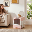 Lettiera per Gatti Chiusa 48x35x36 cm con Vassoio Estraibile Paletta e Deodorante in PP e ABS Rosa      