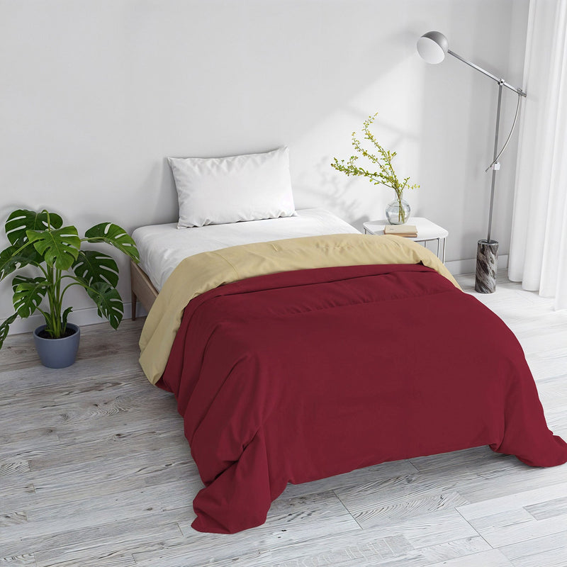 Trapunta Invernale Tinta Unita in Microfibra 200gr Bordeaux Panna Varie Misure