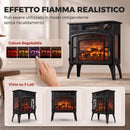 Camino Elettrico da Terra 1000/2000 W 58x24,5x56,5 cm WiFi con Vista su Tre Lati Fiamma 3D Termostato e Timer per 30 m² Nero      