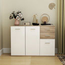Credenza Moderna 106x35x76 cm con 3 Armadietti e 2 Cassetti color Legno   
