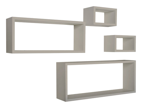 Ensemble de 3 étagères cubiques murales carrées et rectangulaires en panneaux de fibres de bois marron taupe Merlin acquista
