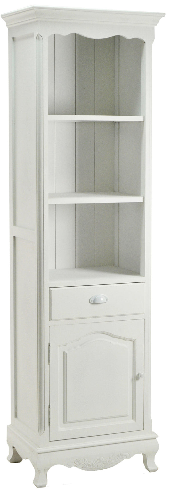 Meuble Bibliothèque 1 Porte 1 Tiroir en Bois de Bâle Blanc Antique sconto