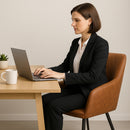 Poltrona Ergonomica Sedia Imbottita con Gambe in Metallo Nero in Microfibra Effetto Scamosciato Marrone      