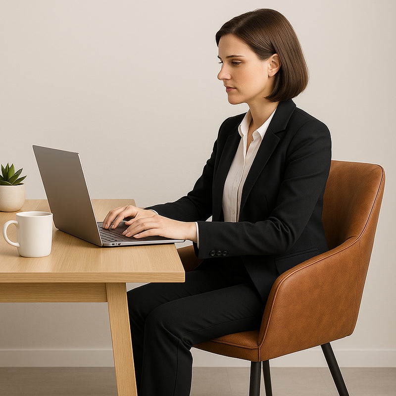 Poltrona Ergonomica Sedia Imbottita con Gambe in Metallo Nero in Microfibra Effetto Scamosciato Marrone      