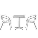 Set Tavolino e 2 Sedie da Giardino in Alluminio e Acciaio Inox