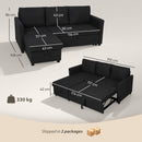 Divano Letto con Chaise Longue 192x148x86 cm con Vano Portaoggetti a Scomparsa Effetto Lino Grigio Antracite      