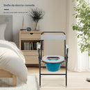 Sedia WC Pieghevole 45,5x46x85 cm con Vaso Rimovibile per Anziani e Disabili Grigio      