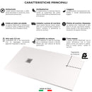 Piatto Doccia in Pietra  Pedrinelli Ardesia Stone Side Bianco Varie Misure