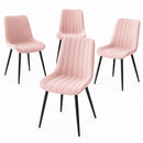 Set 4 Sedie da Pranzo Seduta Ergonomica 43x52x85 cm Struttura in Acciaio in Velluto Rosa     