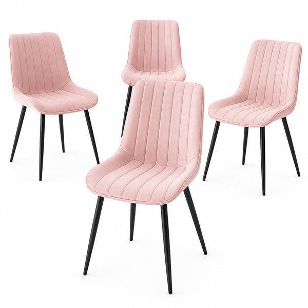 Set 4 Sedie da Pranzo Seduta Ergonomica 43x52x85 cm Struttura in Acciaio in Velluto Rosa prezzo