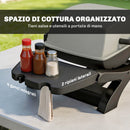 Barbecue Elettrico 2300W Portatile da Tavolo con Ripiani Laterali in Acciaio e Ghisa Nero      