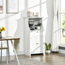 Mobile Cucina per Microonde 60x40x122,5 cm con Cassetto e Armadietto 2 Ante in MDF Bianco  