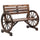 Panchina da Giardino 2 Posti 105,5x56x79 cm con Braccioli a Ruota di Carro in Legno a Doghe Marrone Bruciato