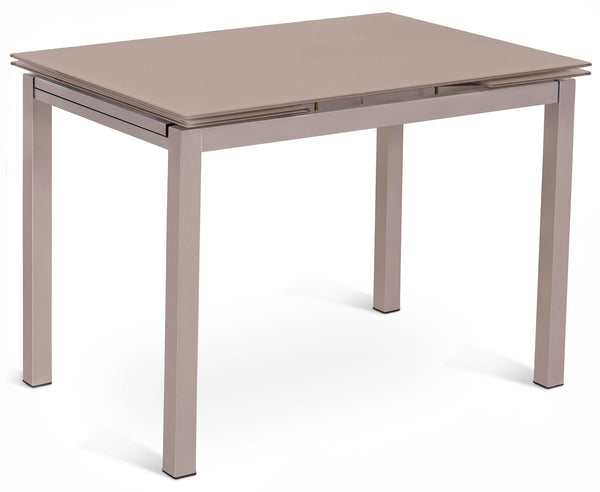 sconto Table Extensible 110/170x75x75 cm en Métal avec Plateau en Verre Cappuccino