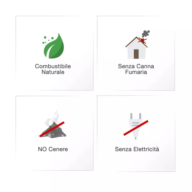 Camino a Bioetanolo da Parete 45x65 cm Karlsen Treviso Acciaio